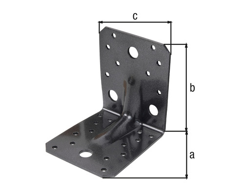 Équerre d''assemblage avec dimensions a, b et c.