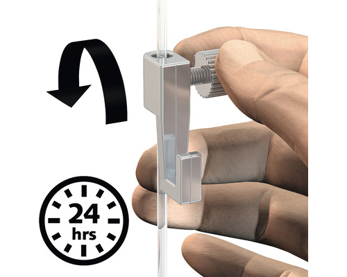 Befestigungselement mit Schraube für Acrylglas und 24 Stunden Aushärtezeit
