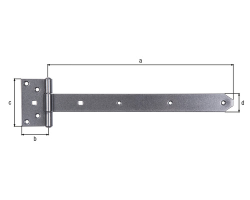 T-Band mit Maßangaben für die Produktabmessungen