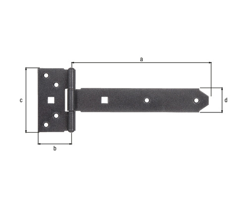 Fiche en T avec indications de dimensions