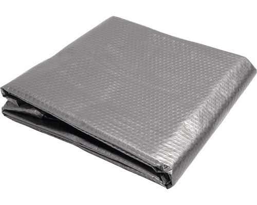 Graue Abdeckplane zum Schutz vor Witterungseinflüssen und Schmutz.