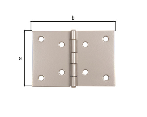 Paumelle de porte avec les dimensions a et b.