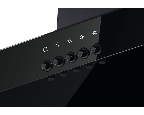 Panneau de commande d''une hotte aspirante avec symboles de fonction et boutons