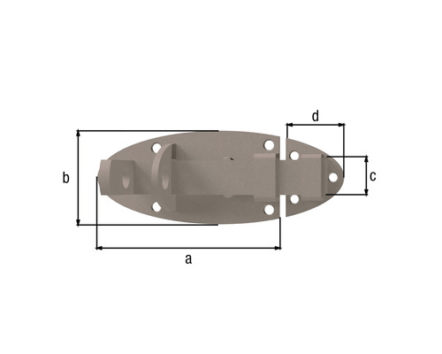 Illustration d''un loquet de porte avec indication des dimensions