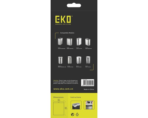 EKO Abfallbeutel Verpackung mit Modellinformationen und Anweisungen