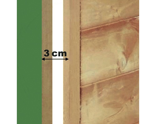 Vue détaillée d''un assemblage rainure et languette d''une largeur de 3 cm.