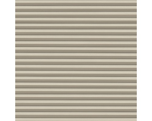 Nahaufnahme einer beigen Plissee-Jalousie mit horizontalen Falten