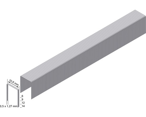Agrafes métalliques pour agrafeuse, longueur 10,6 mm