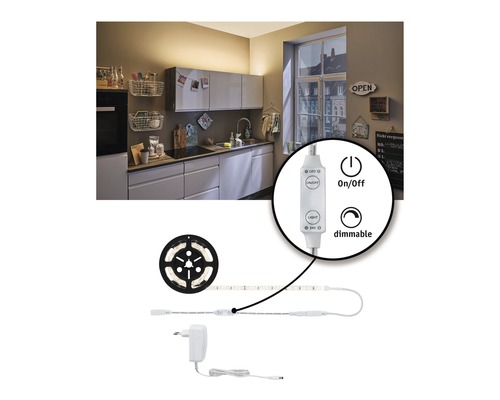 Bande LED avec fonction de variateur dans une cuisine