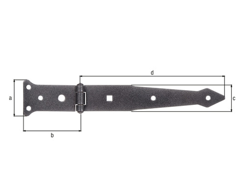 Abbildung einer Türhänge mit Maßangaben.