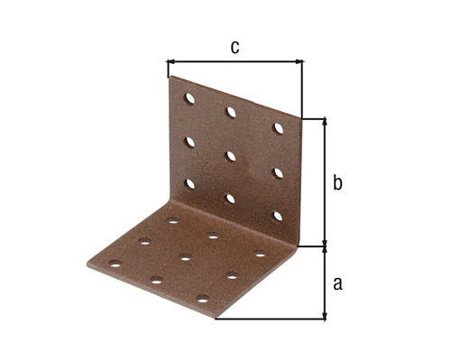 Winkelverbinder mit Löchern und Maßangaben