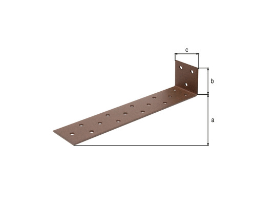 Winkelverbinder aus Metall mit Löchern und Maßangaben