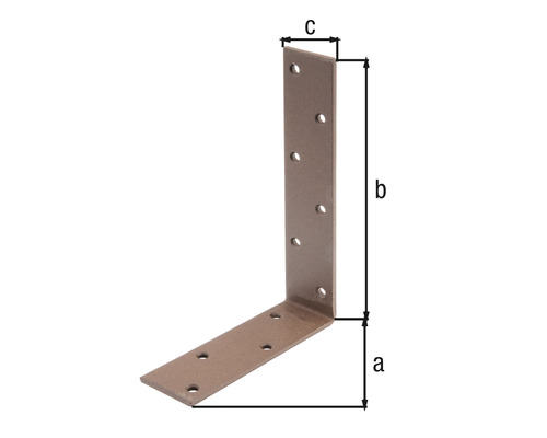 Connecteur d''angle avec trous et indications de dimension a, b, c