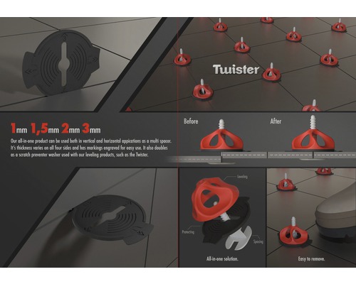 Système de nivellement de carreaux Twister utilisé pour niveler les carreaux
