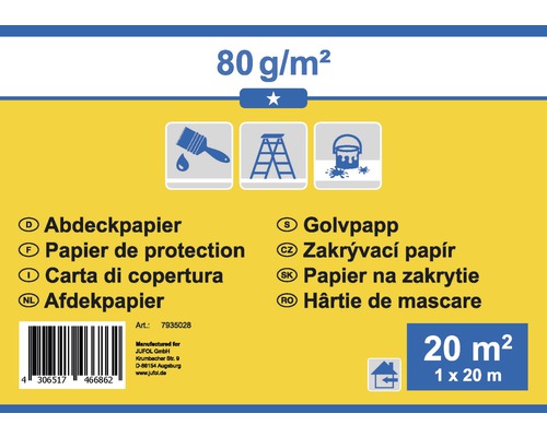 Abdeckpapier 80 Gramm pro Quadratmeter, 20 Quadratmeter