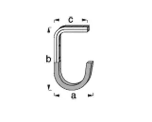 Schéma d''un crochet en J avec des indications de dimensions