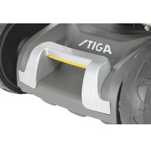 Vue détaillée d''une tondeuse à gazon avec le logo STIGA