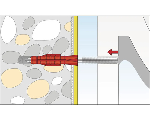 Illustration einer Dübelbefestigung in einer Wand