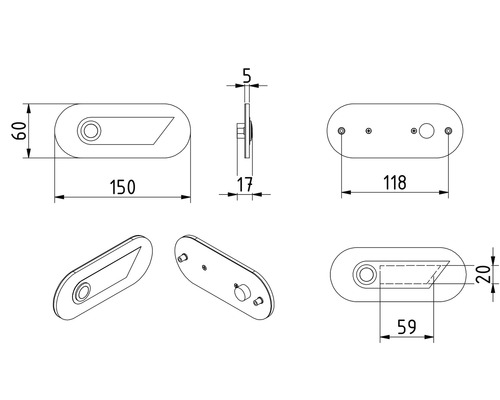 Dessin technique d''un boîtier de lampe de plaque d''immatriculation avec dimensions.