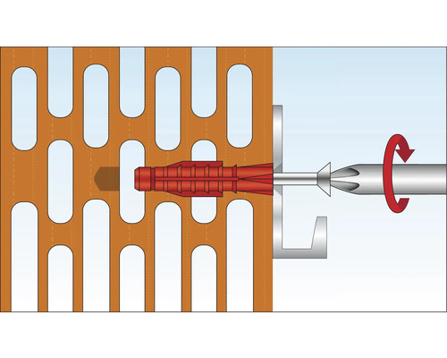 Illustration einer Dübelbefestigung in einem Lochstein