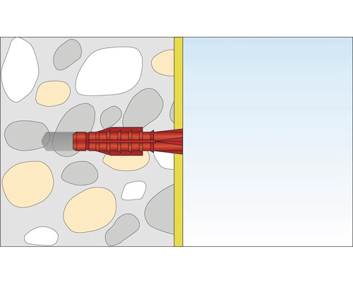 Illustration einer Dübelbefestigung in einer Wand