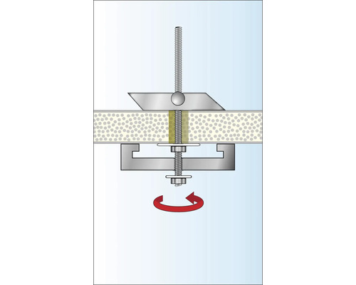 Fonctionnement d''une fixation de cheville pour plaques de plâtre avec vis et flèche de rotation rouge