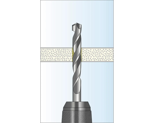Illustration d''une perceuse perçant un matériau
