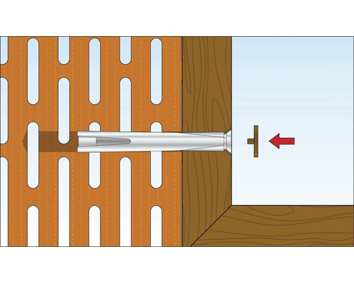 Illustration einer Dübelbefestigung in einer Lochplatte