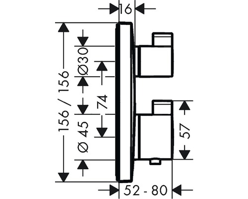 Technische Zeichnung eines Spülkastens mit Maßangaben