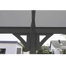 Carport simple WESTMANN en toit plat 6 mm plaques alvéolaires 15 m² gouttière comprise 305 x 503 cm anthracite