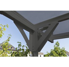 Carport simple WESTMANN en toit plat 6 mm plaques alvéolaires 15 m² gouttière comprise 305 x 503 cm anthracite