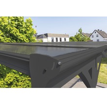 Carport simple WESTMANN en toit plat 6 mm plaques alvéolaires 15 m² gouttière comprise 305 x 503 cm anthracite