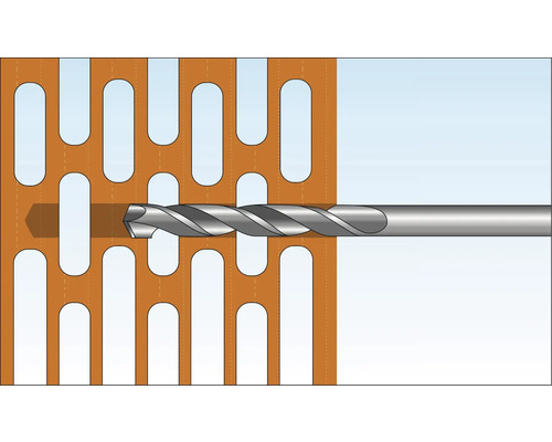 Foret hélicoïdal perçant une grille perforée