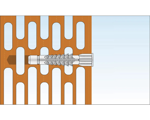 Illustration d''une cheville fixée dans une brique perforée