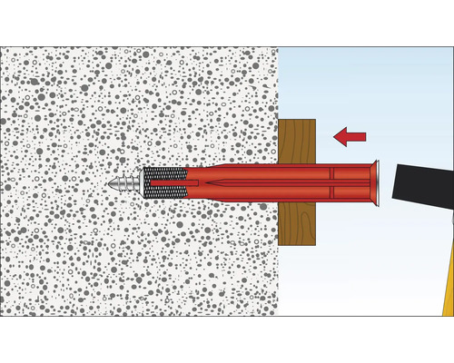 Illustration d''une cheville de fixation dans un mur