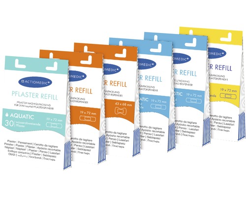 Mehrere Packungen Action medic Pflaster Refill in verschiedenen Größen
