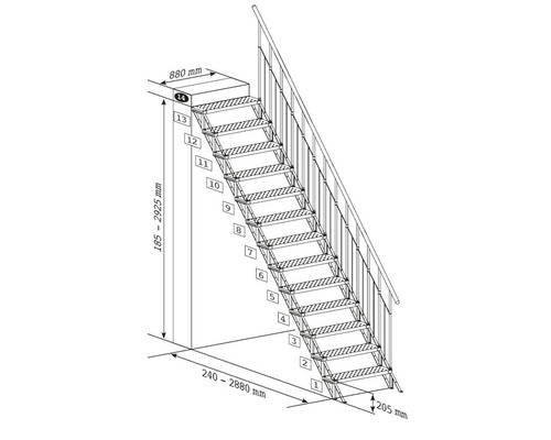 Illustration d''un escalier avec des mesures.