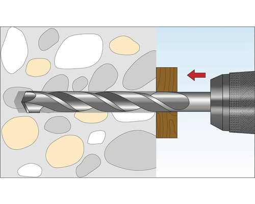 Foret perçant un mur de pierre