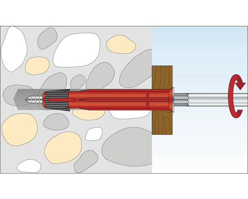 Illustration d''une cheville de fixation dans un mur