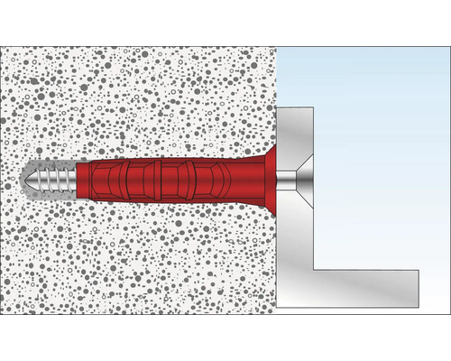 Illustration d''une vis avec cheville dans un mur en béton.