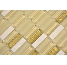 Mosaikfliese mit Glas-, Gold- und Steinelementen