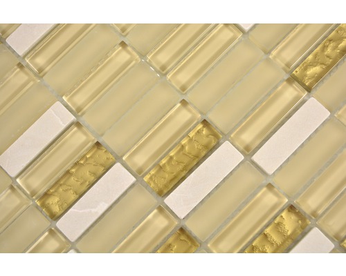 Mosaikfliese mit Glas-, Gold- und Steinelementen