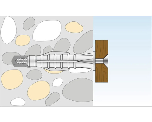 Illustration d''une fixation par cheville dans un mur