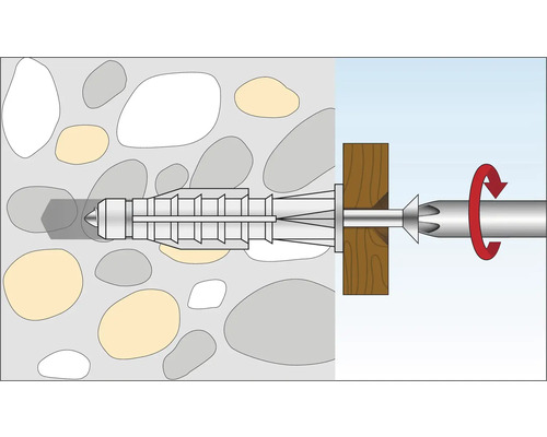 Illustration d''une vis avec cheville dans un mur