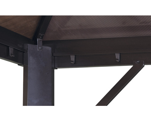 Detailansicht eines Pavillons mit Stützpfeilern und Dachkonstruktion