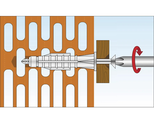 Illustration d''une fixation par cheville dans une pierre perforée