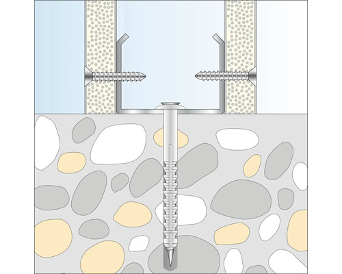 Fixation d''une sous-structure avec des vis et des chevilles dans la maçonnerie