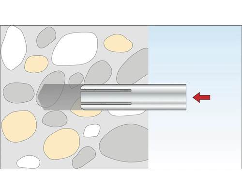 Présentation de l''installation d''une cheville dans un mur.