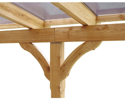 Vue détaillée d''une pergola en bois avec toit transparent