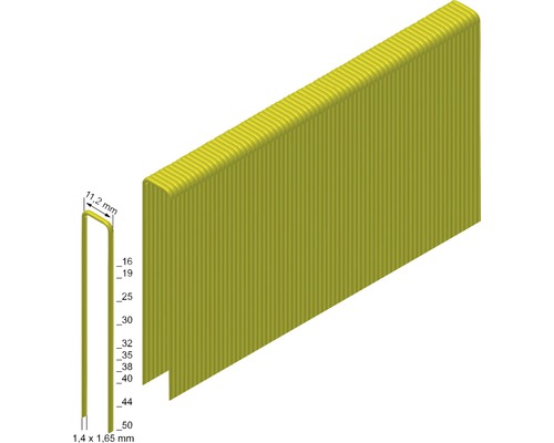 Drahtklammern mit den Maßen 1,4 mal 1,65 Millimeter und 11,2 Millimeter